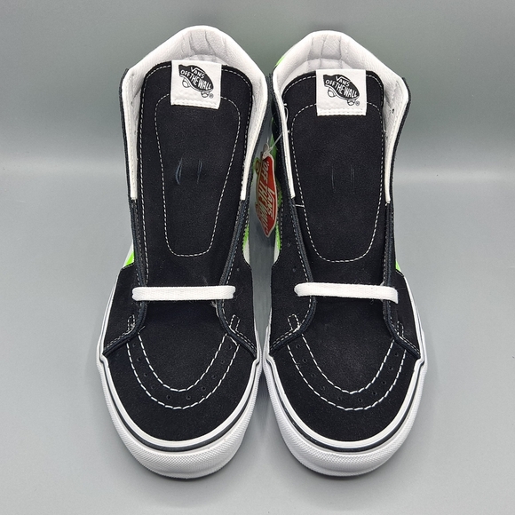 New* Vans Sk8 Hi Top Neon Green Flame Black Suede and True White Men's Size 11 - Picture 5 of 10